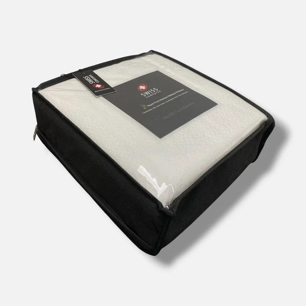 Swiss Comforts White Bamboo Waterproof Mattress Protector, Queen